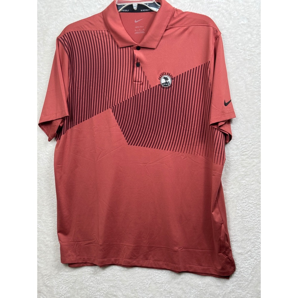 Nike Golf Dri-Fit Stripe Polo Shirt Short Sleeve Pebble Beach 1919 Golf Links XL